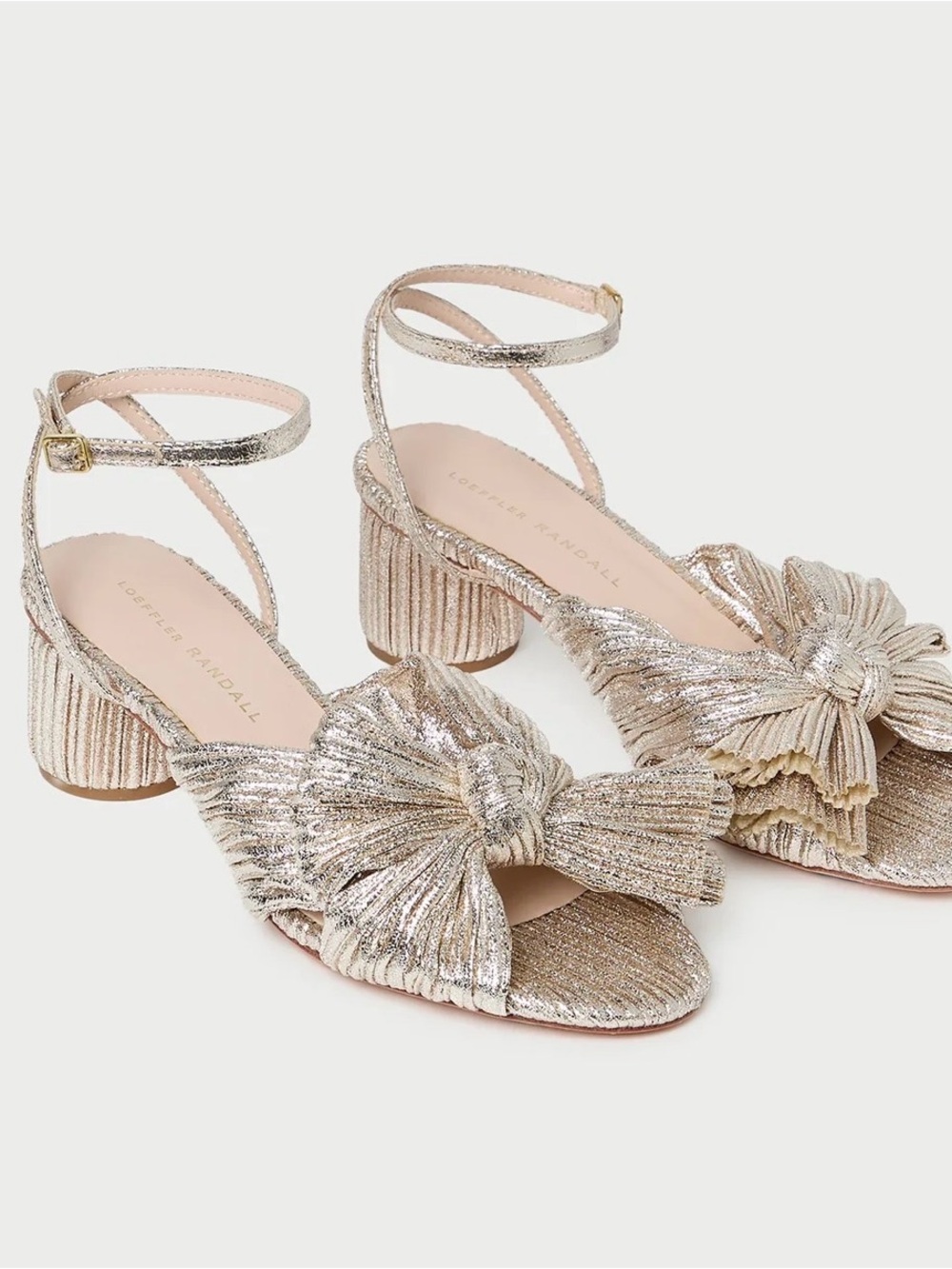 Loeffler Randall DahliaAnkle-Strap Block Heel Sandals in Champagne